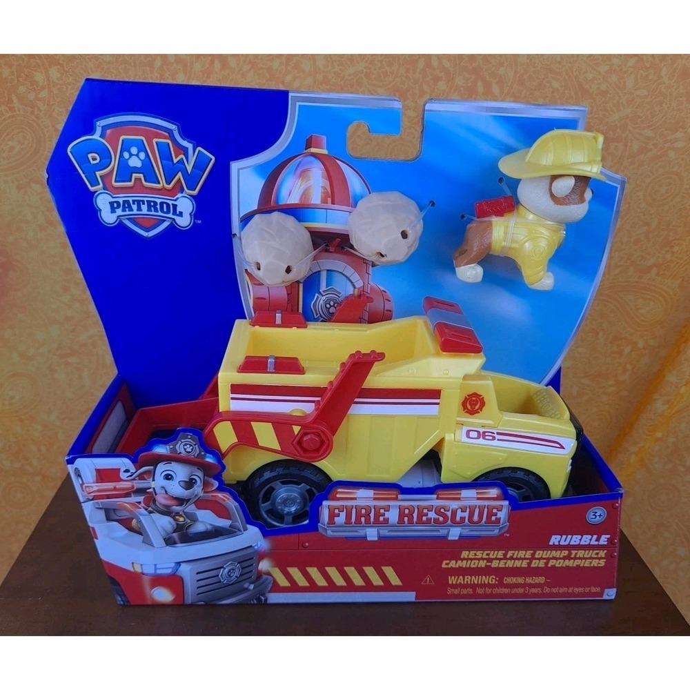 Paw Patrol Fire Rescue Rubble Rescue Fire Dump Truck Vehicle & Figure New